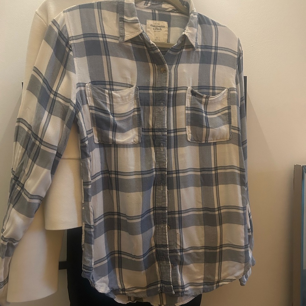 Abercrombie Blue Plaid Button-Up Shirt